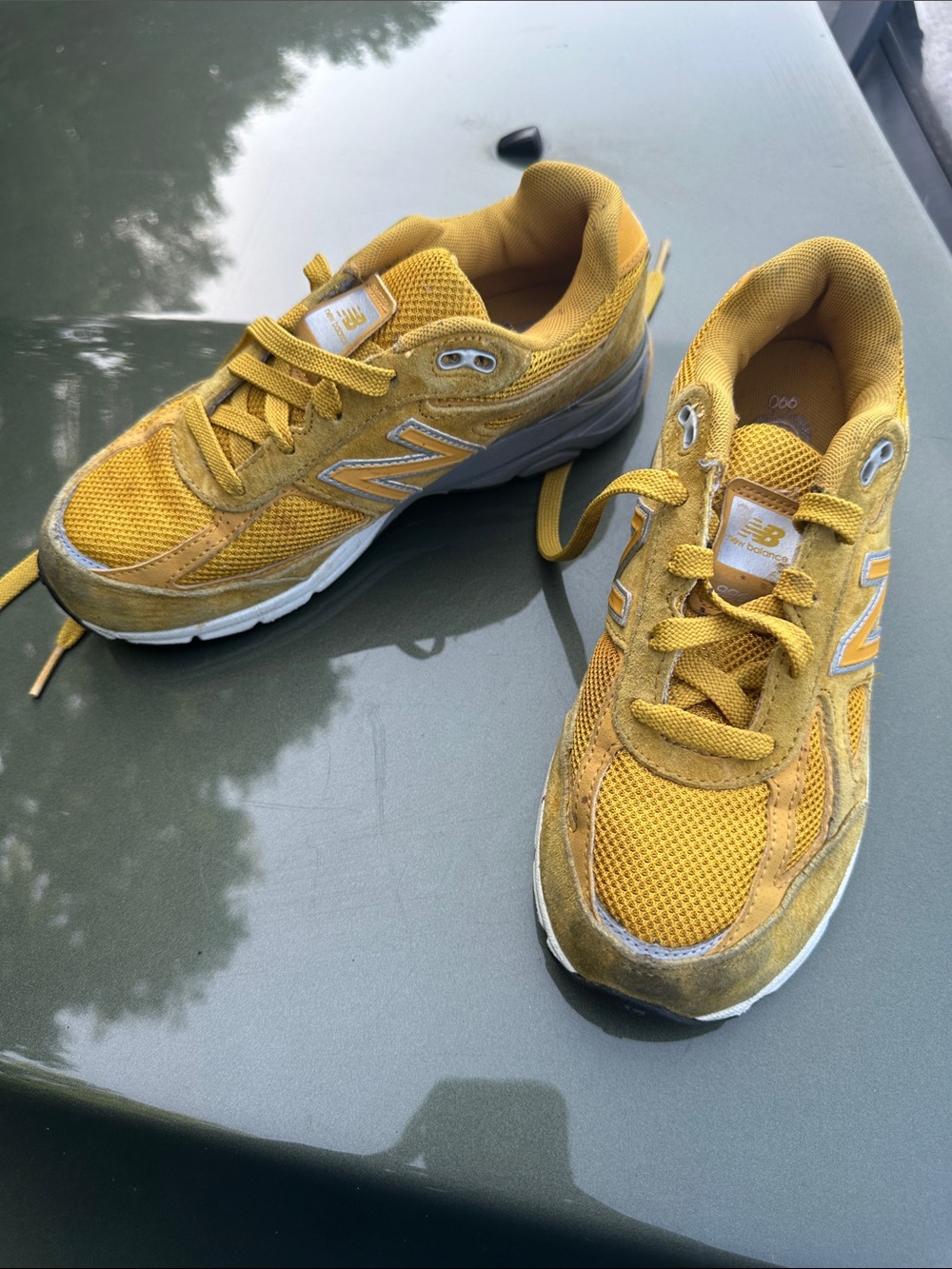 New Balance Mustard Yellow Mesh & Suede Sneakers
